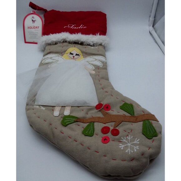 Pottery Barn Kids Sadie Angel Woodland Christmas Holiday Stocking  Quilted Xmas - Picture 12 of 12